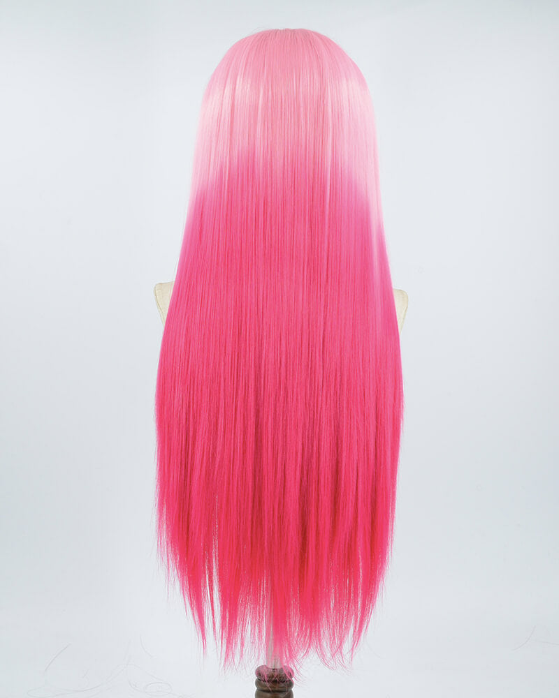 Ombre Pink Long Synthetic Lace Front Wig WW484
