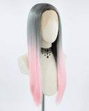 Ombre pink Synthetic Lace Front Wig WT090