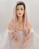 Ombre Long Pink Synthetic Lace Front Wig WT039