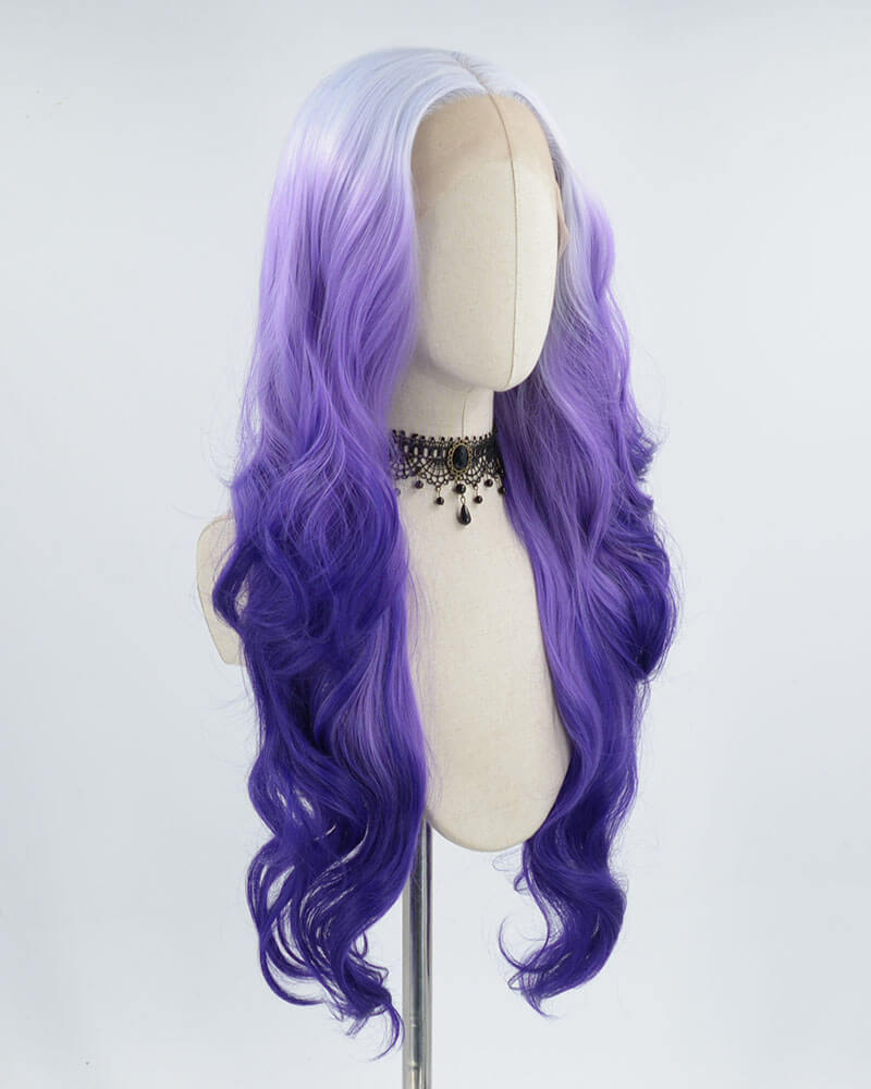 Ombre Purple Wavy Synthetic Lace Front Wig WW378