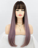 Ombre Purple Straight Synthetic Wig HW111
