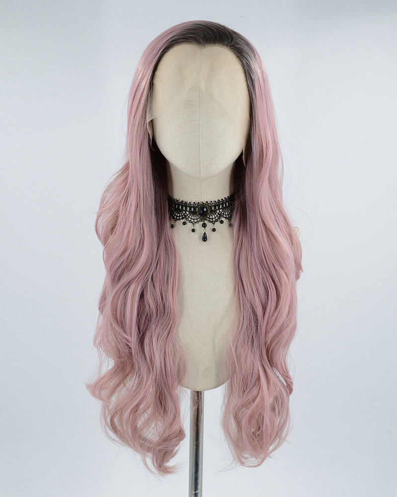 Ombre Rose Pink Synthetic Lace Front Wig WW415