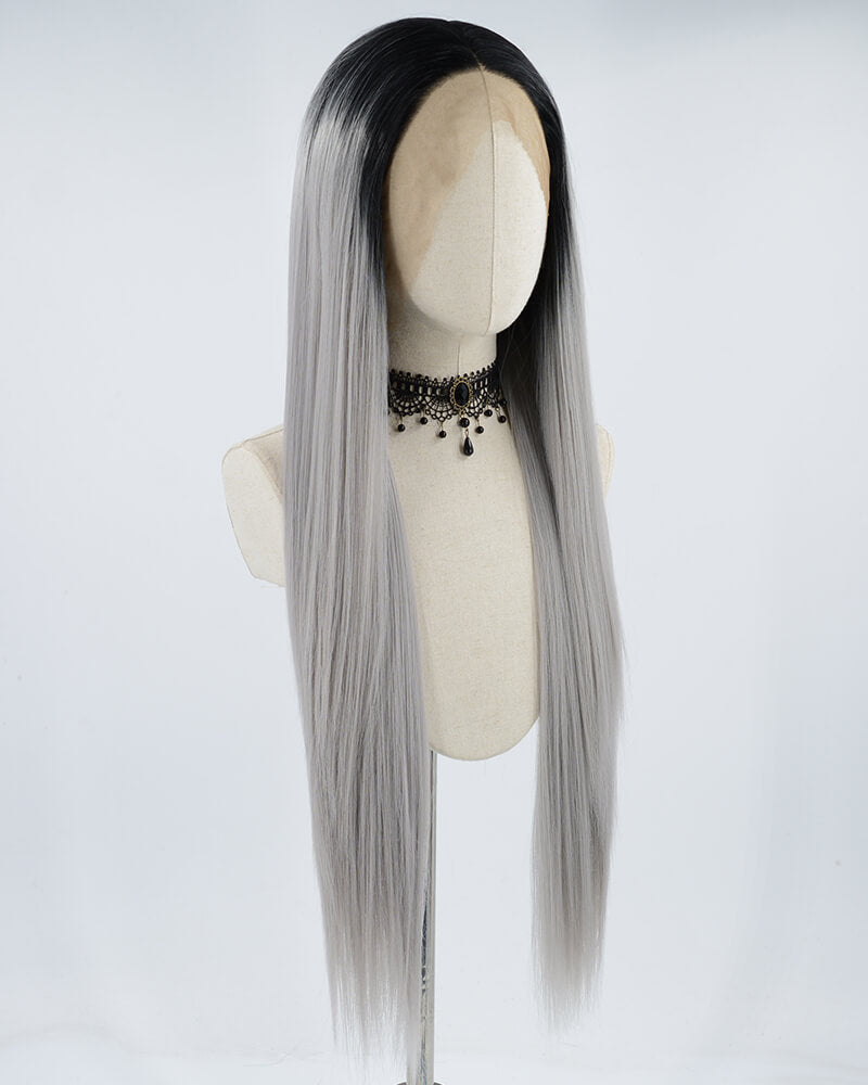 Ombre Gray Synthetic Lace Front Wig WT055