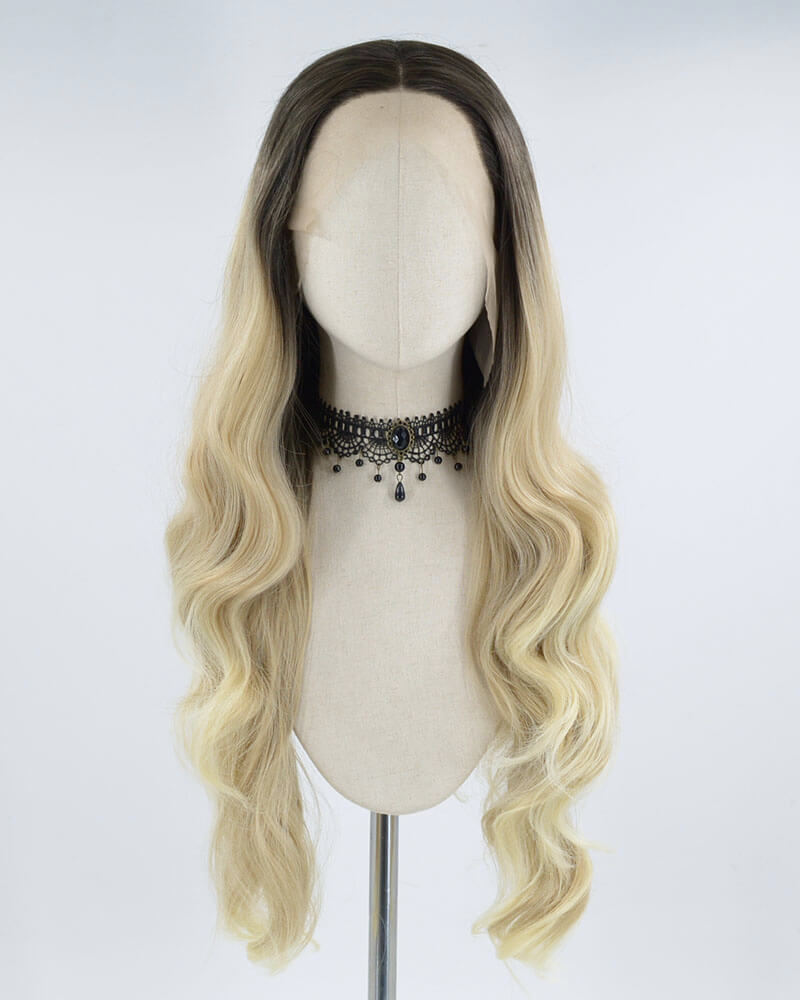 Dark Root Blonde Synthetic Lace Front Wig WT104
