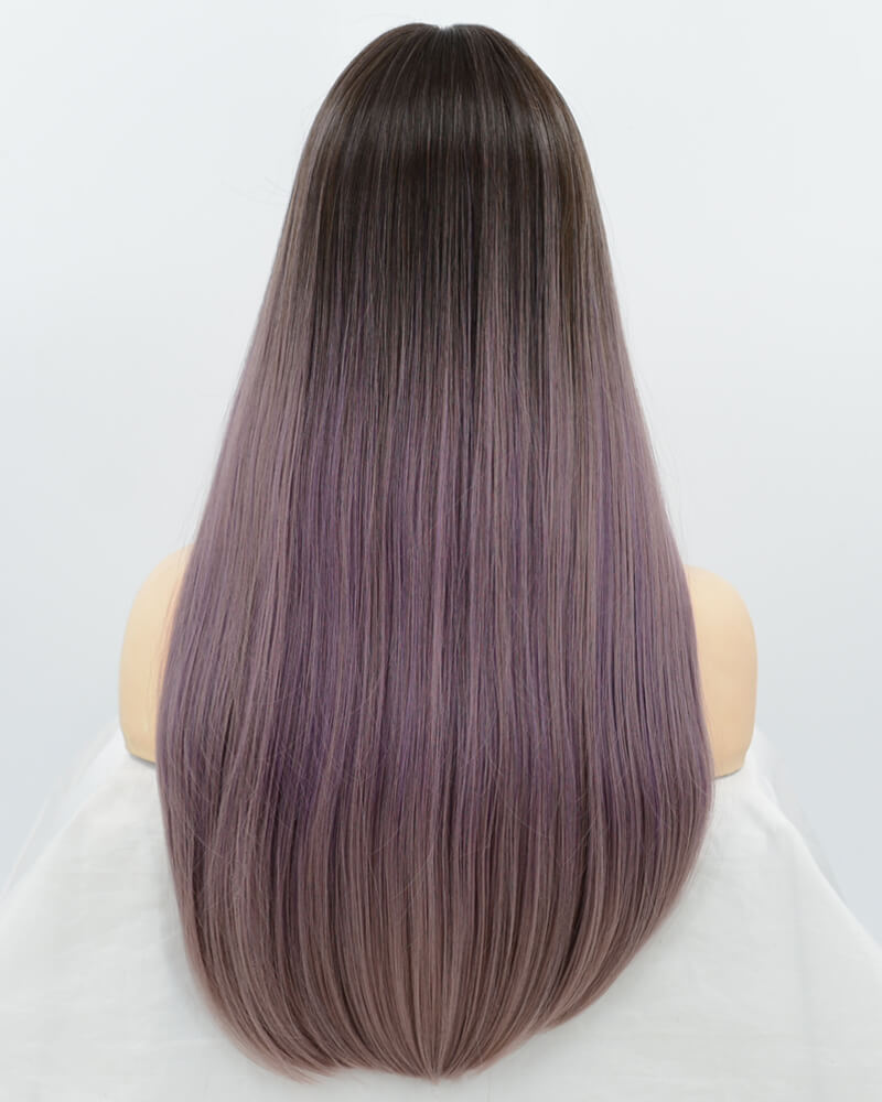 Ombre Purple Straight Synthetic Wig HW111