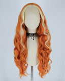 613 Blonde Streaked Orange Wavy Synthetic Lace Front Wig WW307