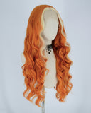 613 Blonde Streaked Orange Wavy Synthetic Lace Front Wig WW307