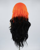 Orange Ombre Black Wavy Synthetic Lace Front Wig WW460