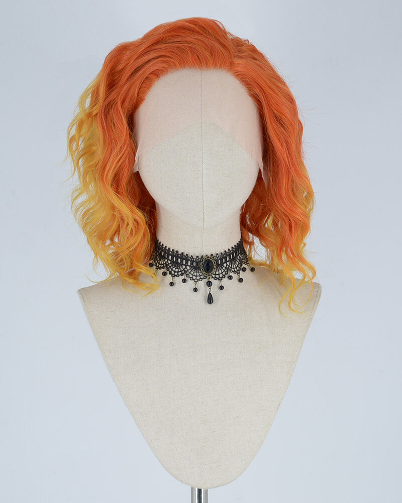 Short Curly Orange Synthetic Lace Front Wig WW016