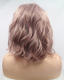 Peach Pink Curly Synthetic Lace Front Wig WT130