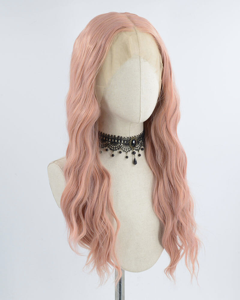 Peach Pink Synthetic lace Front Wig With Baby Hair WW085