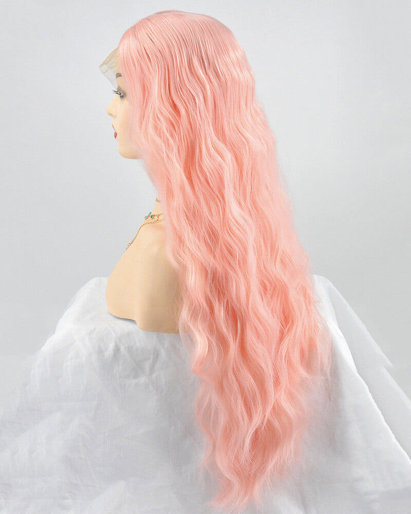 Pink Curly Synthetic Lace Front Wig WW220