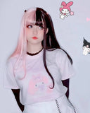 Half Pink Half Black Hard Front Wig HW014