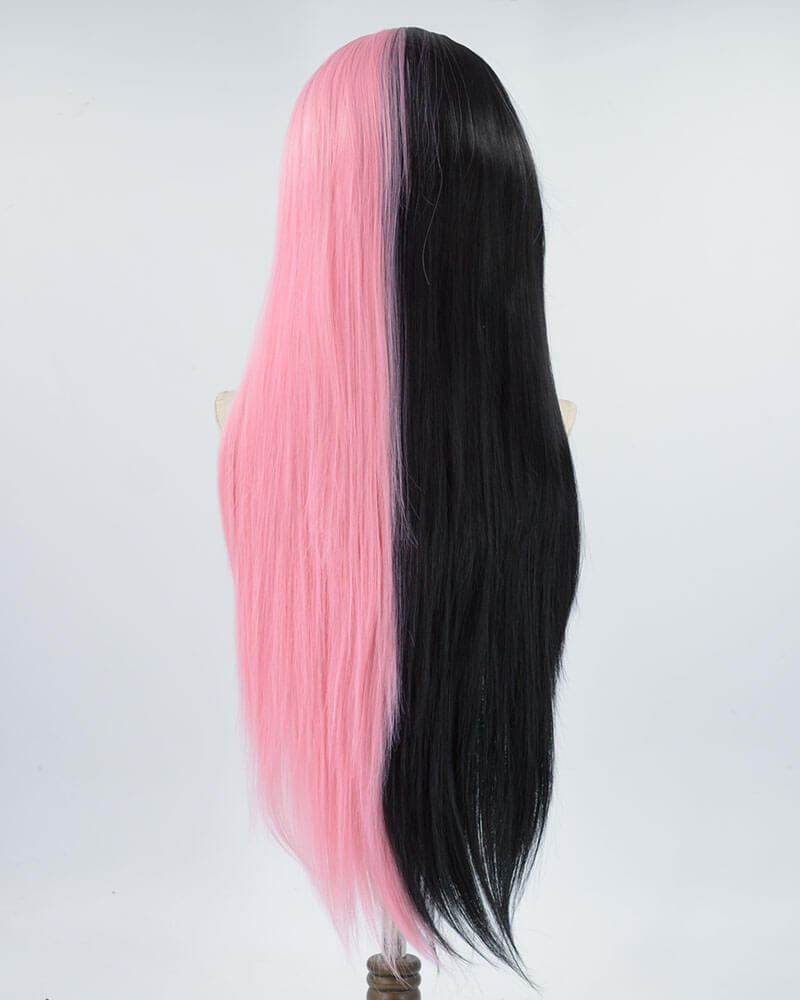 Half Pink Half Black Synthetic Lace Front Wig WW381