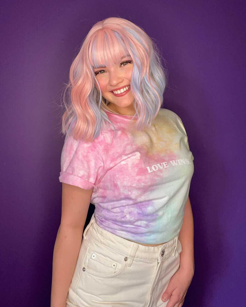 Short Rainbow Hard Front Wig HW003