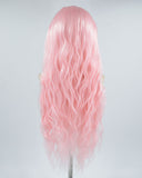 Long Pink Curly Synthetic Lace Front Wig WW389