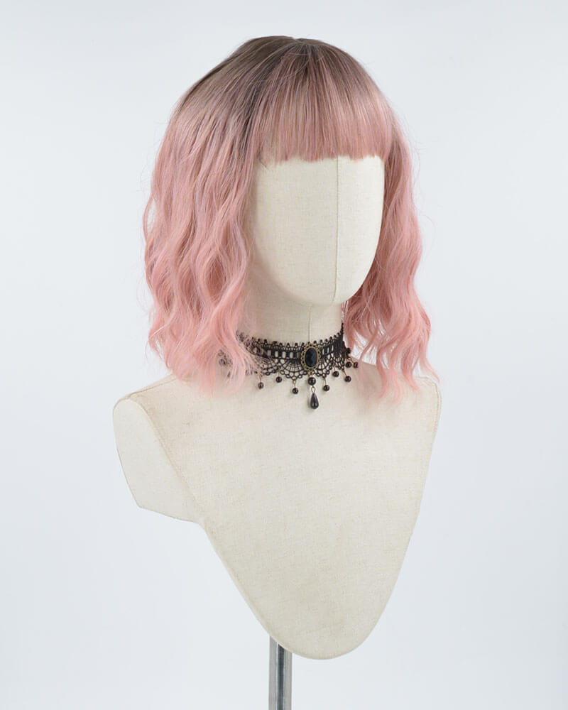 Ombre Pink Curly Synthetic Wig HW175