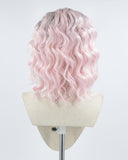 Ombre Pink Short Curly Synthetic Lace Front Wig WW365