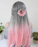 Ombre pink Synthetic Lace Front Wig WT090