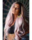 Ombre Long Pink Synthetic Lace Front Wig WT039