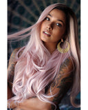 Ombre Long Pink Synthetic Lace Front Wig WT039