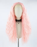 Long Pink Curly Synthetic Lace Front Wig WW349