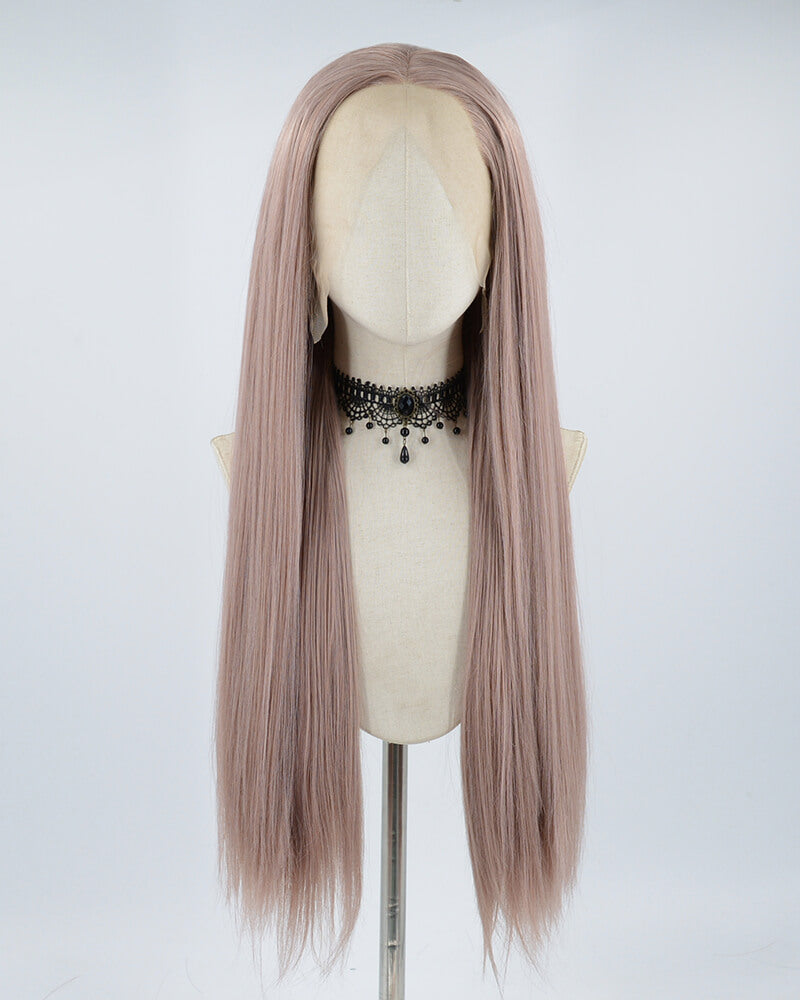 Dusty Pink Long Straight Synthetic Lace Front Wig WW474