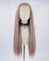 Dusty Pink Long Straight Synthetic Lace Front Wig WW474