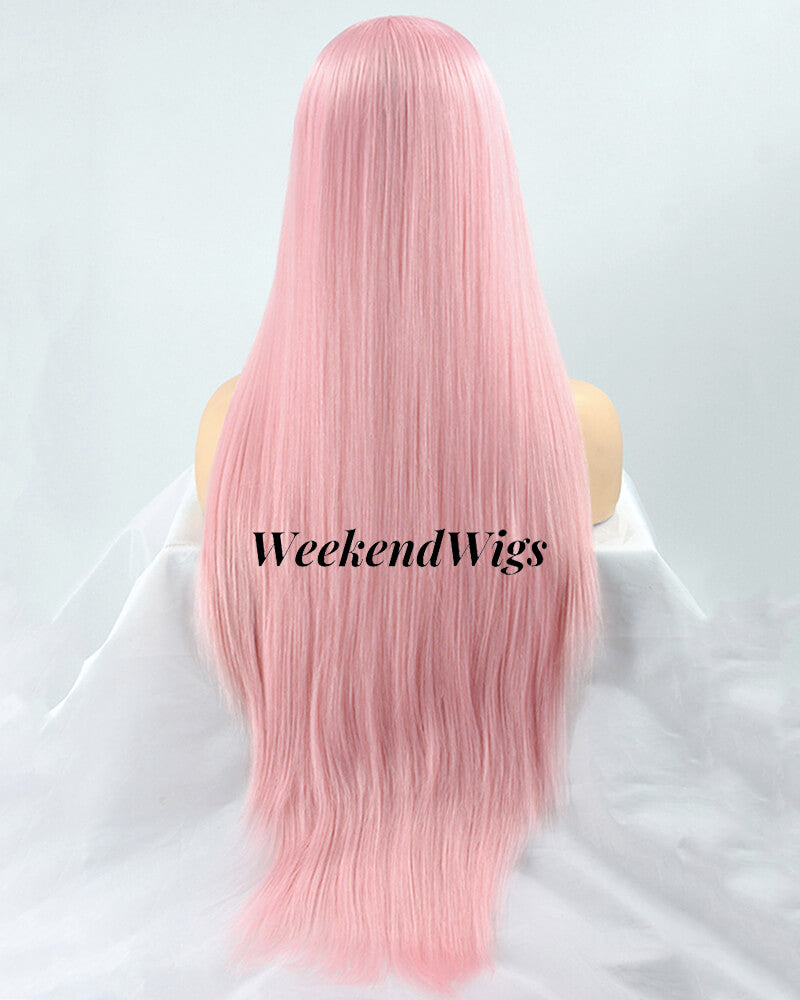 Pink Straight Synthetic Lace Front Wig WT086