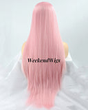Pink Straight Synthetic Lace Front Wig WT086