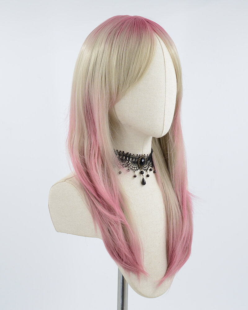 Pink Ombre Grey Synthetic Wig HW231