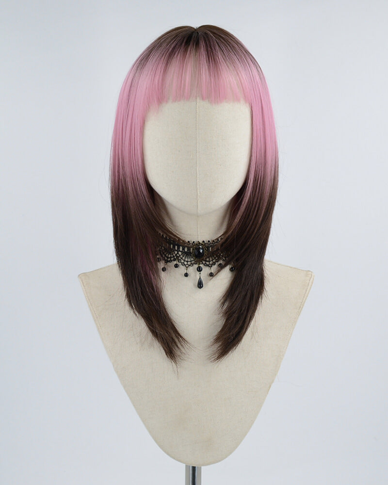 Pink Ombre Brown Synthetic Wig HW209