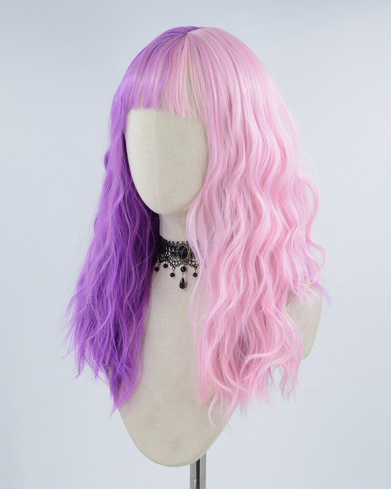 Half Pink Half Purple synthetic Wig HW205