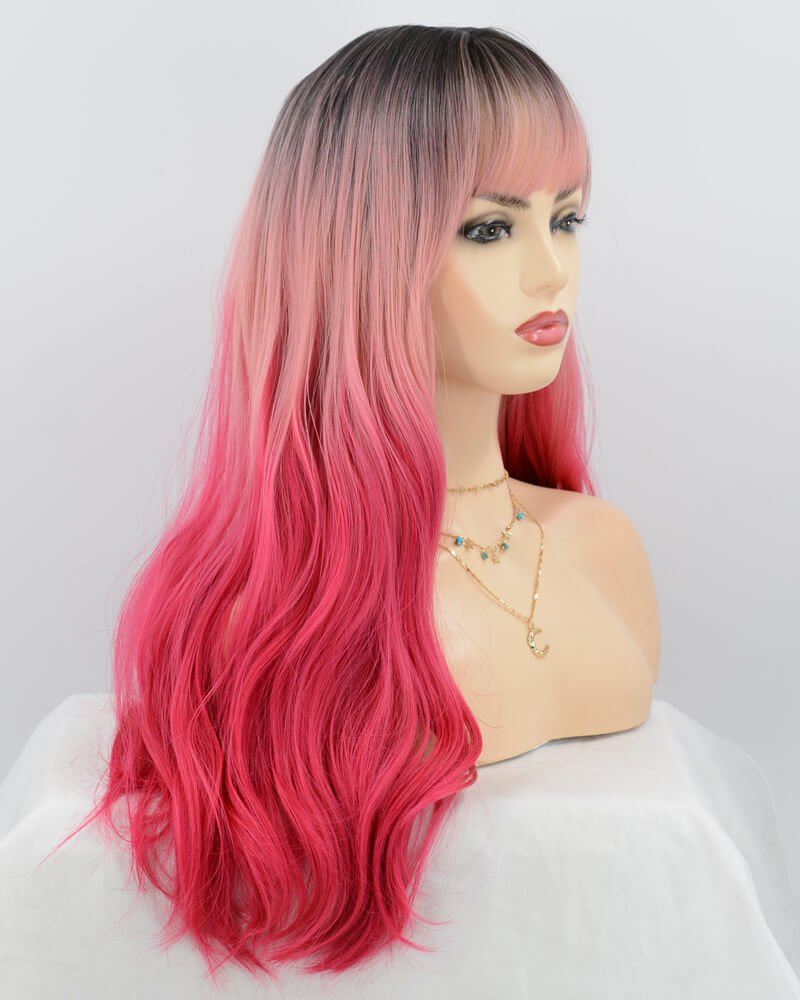 Ombre Pink Synthetic Wig HW098