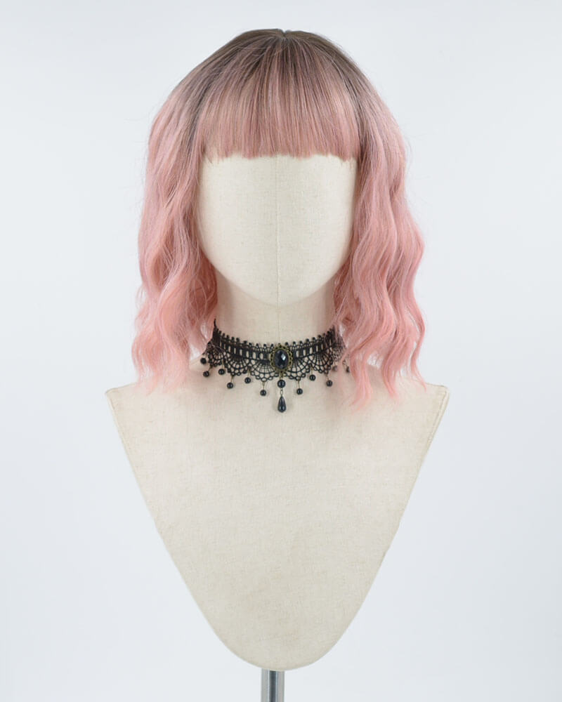Ombre Pink Curly Synthetic Wig HW175