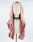 Pink Streaked Copper Red Synthetic Lace Front Wig WW368