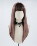 Rose Pink Streaked Synthetic Wig HW229