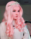 Pink Wavy Synthetic Lace Front Wig WW013