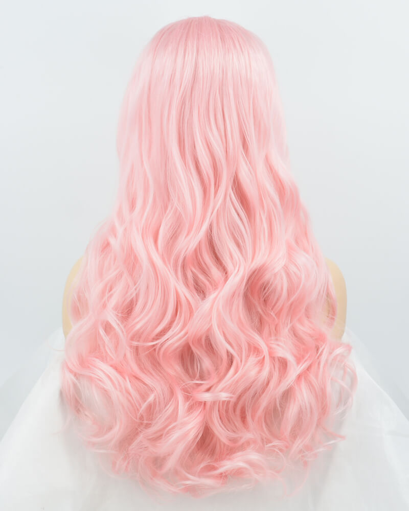 Pink Wavy Synthetic Lace Front Wig WW013
