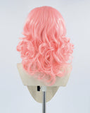 Medium Length Pink Wavy Synthetic Lace Front Wig WW003