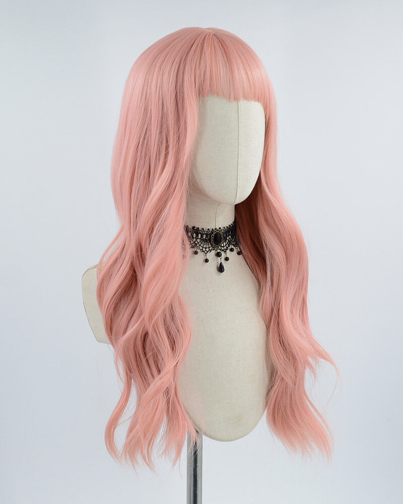 Pastel Pink Wavy Synthetic Wig HW186