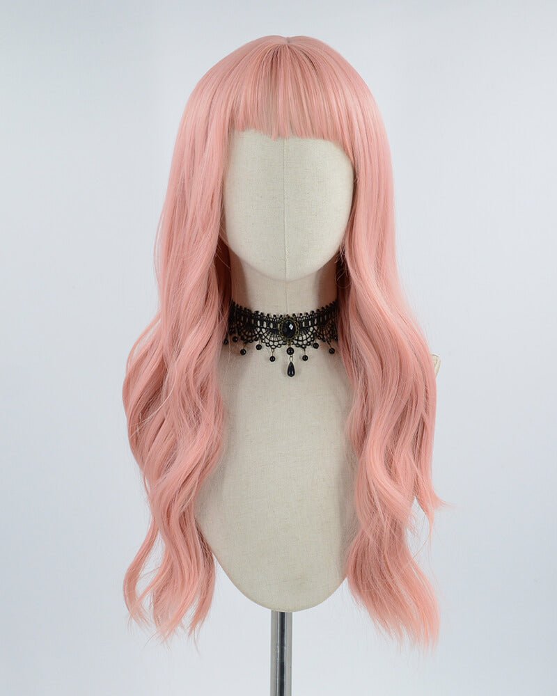 Pastel Pink Wavy Synthetic Wig HW186