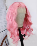 Pink Wavy Virgin Human Hair Wig HT014