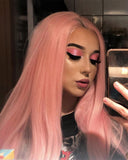 Pink Straight Synthetic Lace Front Wig WT086