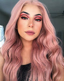 Peach Pink Synthetic lace Front Wig With Baby Hair WW085