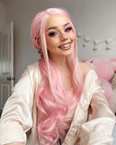 Pink Synthetic Lace Front Wig WT044