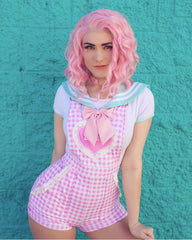Short Pink Bob Hairstyle Curly Synthetic Lace Front Wig WW011