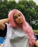 Pink Synthetic Lace Front Wig WT044