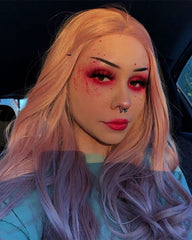 Peach Pink Long Synthetic Lace Front Wigs WT011