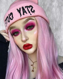 Wavy Ombre Pink Synthetic Lace Front Wigs WT010